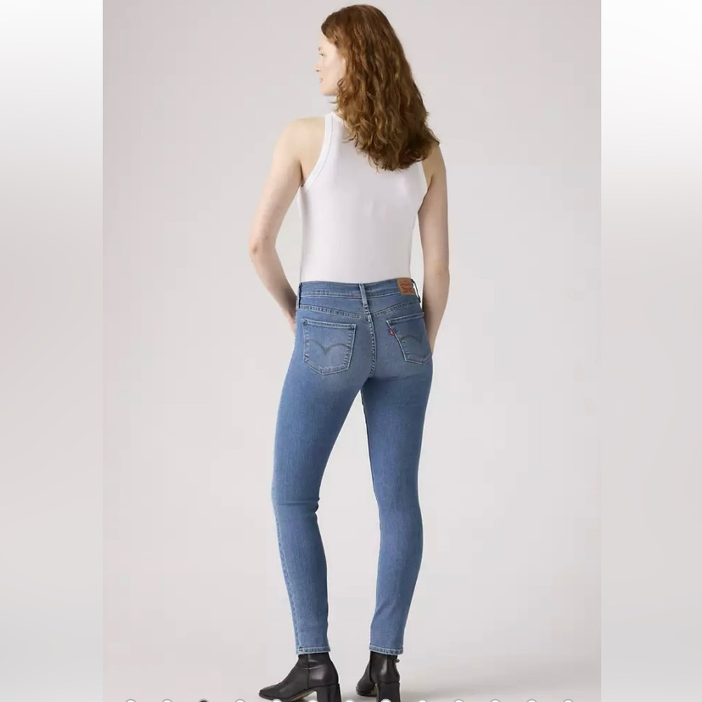 Levi’s Shaping Skinny Cotton Mid Rise Blue Denim Jeans Size 28 - Picture 4 of 15